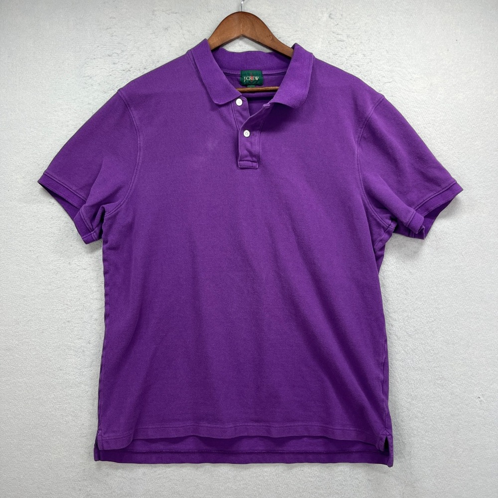 J Crew Oarsman Polo Shirt Mens Large Purple Pique Short Sleeve Classic Preppy